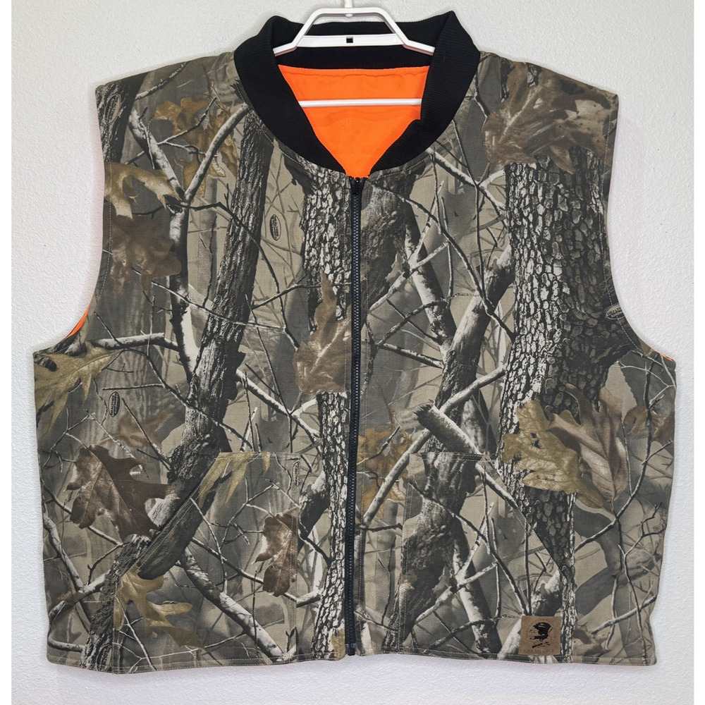 Mad Dog Hunting Vest Mens XXLarge Reversible Camo /‎ Orange Real Tree Hardwoods